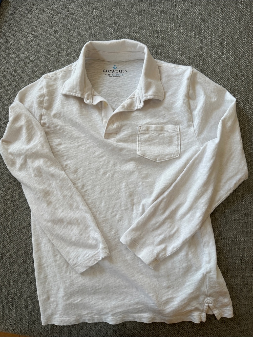 Crewcuts White Long-Sleeve Polo with Chest Pocket